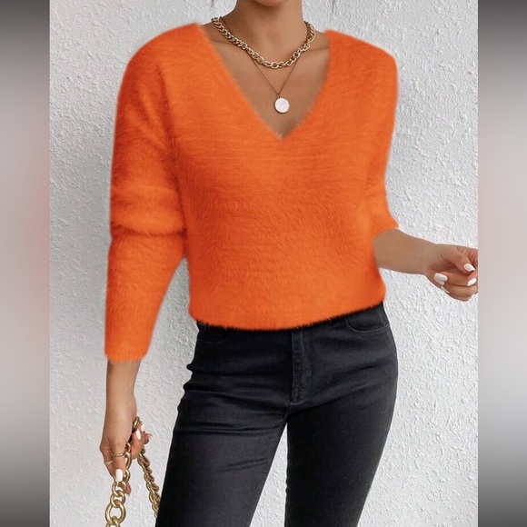 Burgundy V-Neck Soft Knit Sweater - Picture 15 of 16